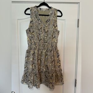 Elegant Gold and Gray Sleeveless Dress
